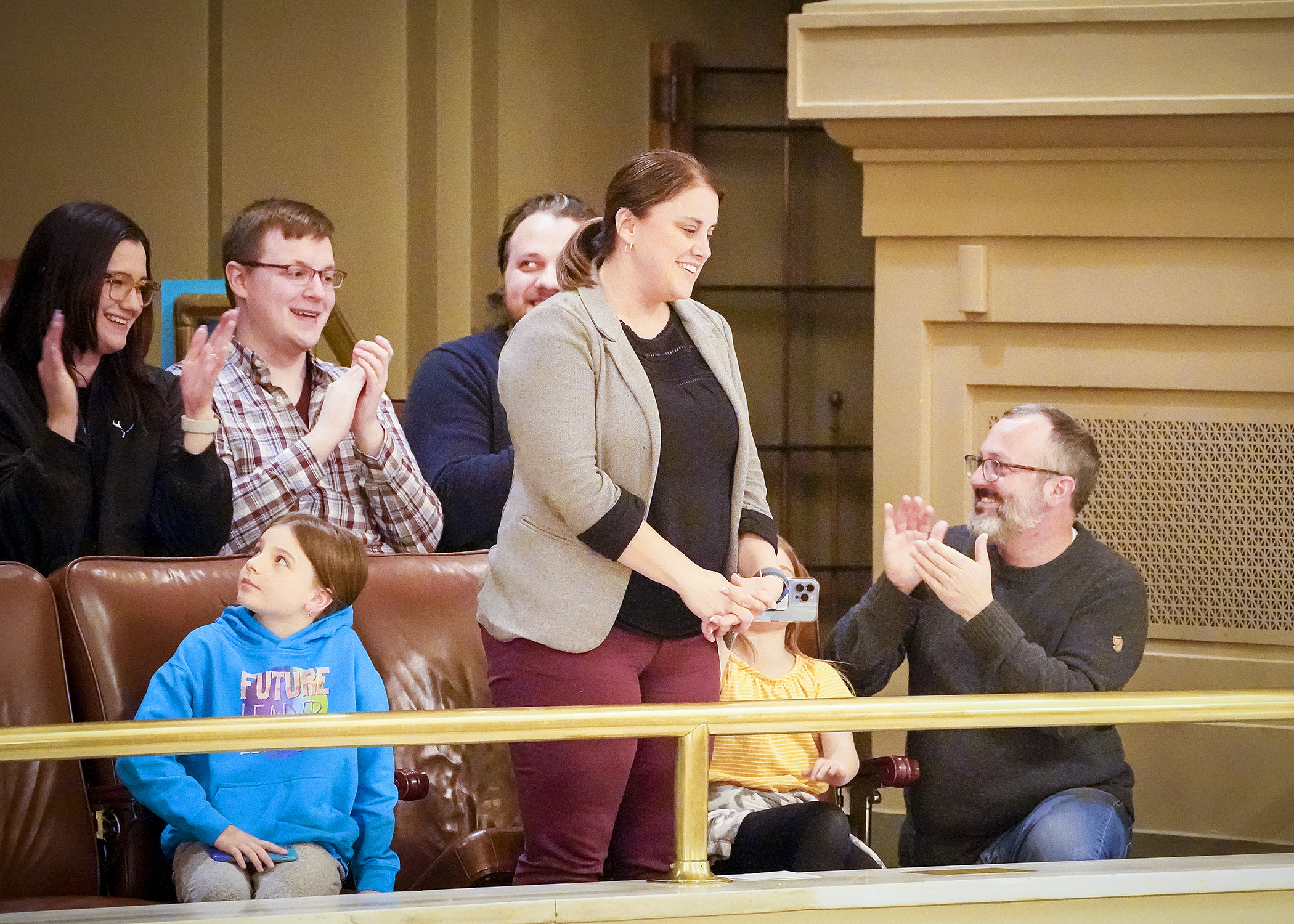 Robyn Gulley is recognized from the House Gallery Monday night after she was elected to the University of Minnesota Board of Regents from the Second Congressional District. (Photo by Andrew VonBank)